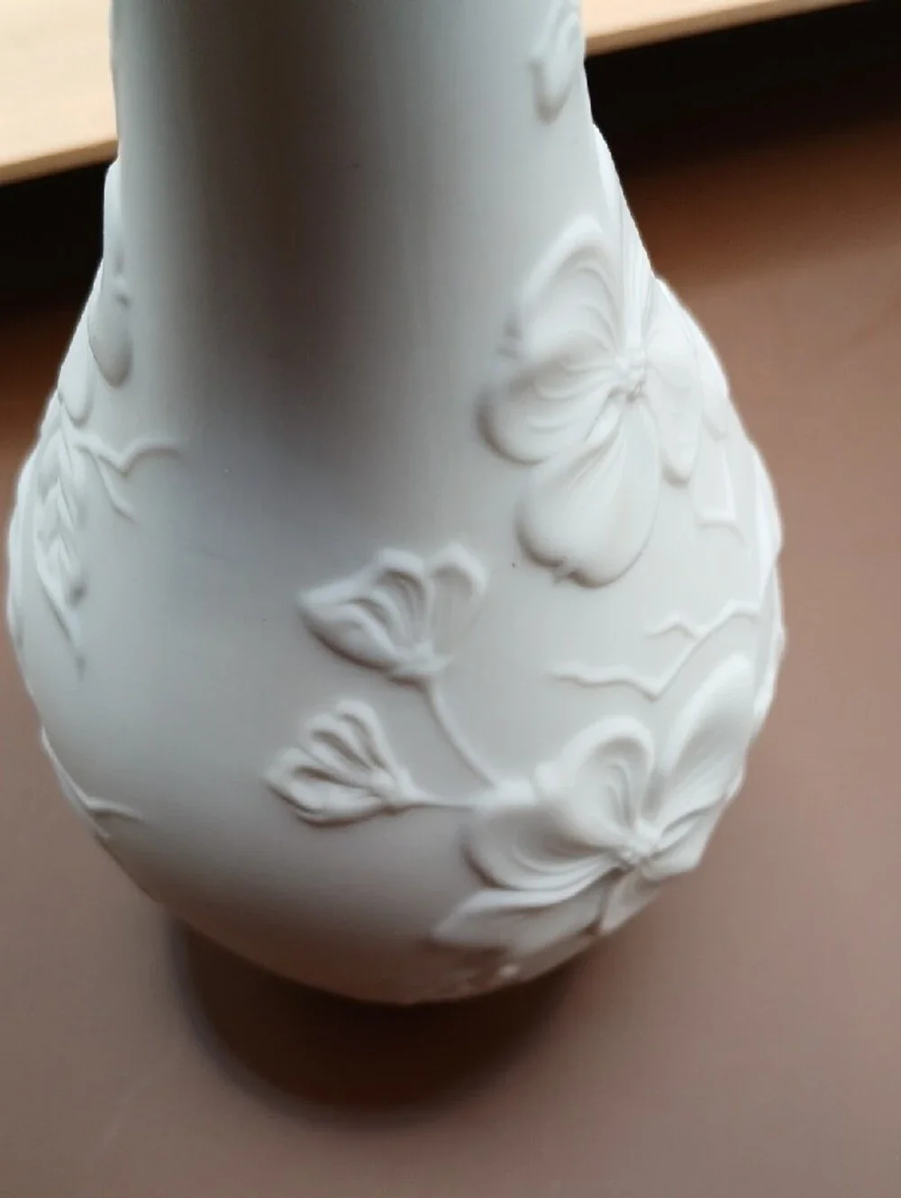 Kaiser W. Germany Matte Bisque White #654 Floral Porcelain Bud Vase 7.75